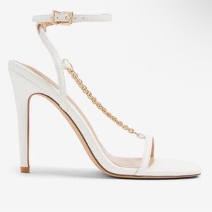 Express White and Gold Chain High Heels
